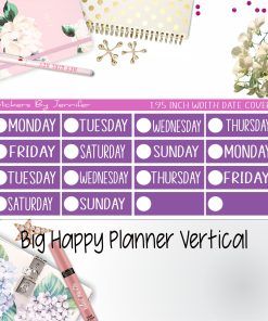 Date Covers 1.95 inch Width Quarter Box Labels 152 for Big Happy Planner Vertical Planner Stickers