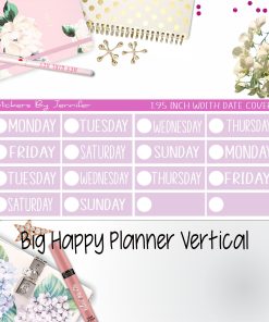 Date Covers 1.95 inch Width Quarter Box Labels 155 for Big Happy Planner Vertical Planner Stickers