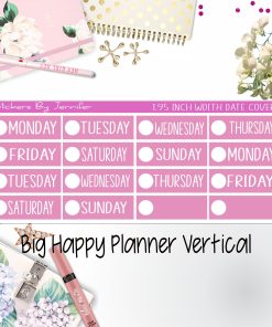 Date Covers 1.95 inch Width Quarter Box Labels 158 for Big Happy Planner Vertical Planner Stickers