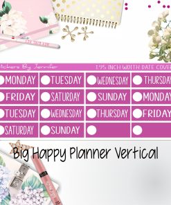 Date Covers 1.95 inch Width Quarter Box Labels 159 for Big Happy Planner Vertical Planner Stickers