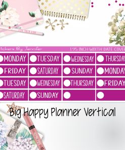Date Covers 1.95 inch Width Quarter Box Labels 160 for Big Happy Planner Vertical Planner Stickers