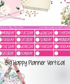 Date Covers 1.95 inch Width Quarter Box Labels 163 for Big Happy Planner Vertical Planner Stickers