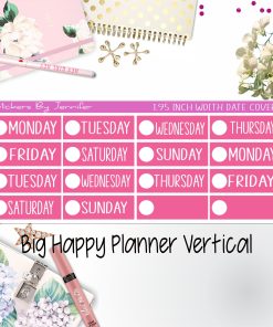 Date Covers 1.95 inch Width Quarter Box Labels 164 for Big Happy Planner Vertical Planner Stickers