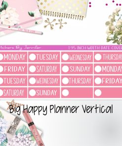 Date Covers 1.95 inch Width Quarter Box Labels 165 for Big Happy Planner Vertical Planner Stickers