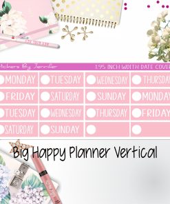 Date Covers 1.95 inch Width Quarter Box Labels 167 for Big Happy Planner Vertical Planner Stickers
