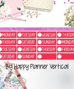 Date Covers 1.95 inch Width Quarter Box Labels 172 for Big Happy Planner Vertical Planner Stickers