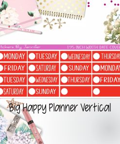 Date Covers 1.95 inch Width Quarter Box Labels 175 for Big Happy Planner Vertical Planner Stickers