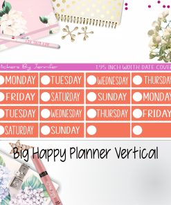 Date Covers 1.95 inch Width Quarter Box Labels 176 for Big Happy Planner Vertical Planner Stickers