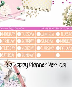 Date Covers 1.95 inch Width Quarter Box Labels 177 for Big Happy Planner Vertical Planner Stickers