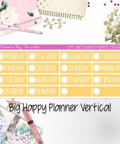 Date Covers 1.95 inch Width Quarter Box Labels 179 for Big Happy Planner Vertical Planner Stickers