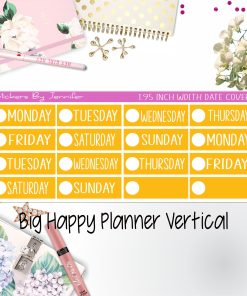 Date Covers 1.95 inch Width Quarter Box Labels 180 for Big Happy Planner Vertical Planner Stickers