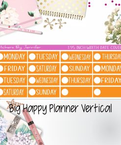 Date Covers 1.95 inch Width Quarter Box Labels 181 for Big Happy Planner Vertical Planner Stickers
