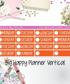 Date Covers 1.95 inch Width Quarter Box Labels 182 for Big Happy Planner Vertical Planner Stickers
