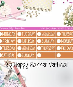 Date Covers 1.95 inch Width Quarter Box Labels 185 for Big Happy Planner Vertical Planner Stickers