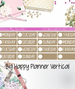Date Covers 1.95 inch Width Quarter Box Labels 189 for Big Happy Planner Vertical Planner Stickers