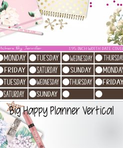 Date Covers 1.95 inch Width Quarter Box Labels 191 for Big Happy Planner Vertical Planner Stickers