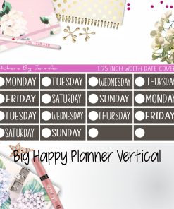 Date Covers 1.95 inch Width Quarter Box Labels 195 for Big Happy Planner Vertical Planner Stickers