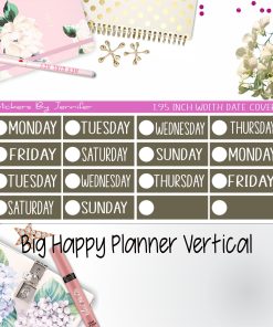 Date Covers 1.95 inch Width Quarter Box Labels 196 for Big Happy Planner Vertical Planner Stickers