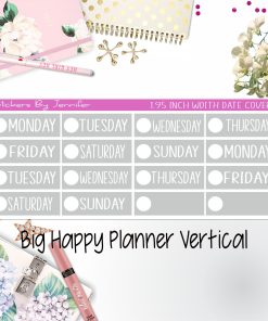 Date Covers 1.95 inch Width Quarter Box Labels 197 for Big Happy Planner Vertical Planner Stickers