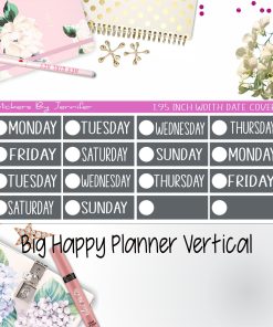 Date Covers 1.95 inch Width Quarter Box Labels 199 for Big Happy Planner Vertical Planner Stickers