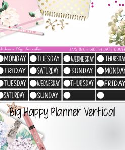 Date Covers 1.95 inch Width Quarter Box Labels 200 for Big Happy Planner Vertical Planner Stickers