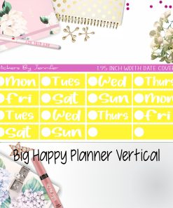 Date Covers 1.95 inch Width Quarter Box Labels 202 for Big Happy Planner Vertical Planner Stickers