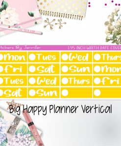 Date Covers 1.95 inch Width Quarter Box Labels 203 for Big Happy Planner Vertical Planner Stickers