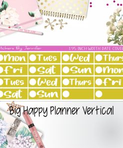 Date Covers 1.95 inch Width Quarter Box Labels 204 for Big Happy Planner Vertical Planner Stickers