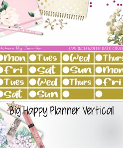 Date Covers 1.95 inch Width Quarter Box Labels 205 for Big Happy Planner Vertical Planner Stickers