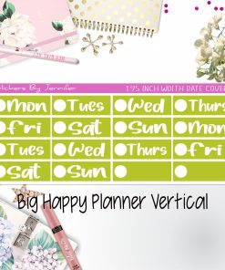 Date Covers 1.95 inch Width Quarter Box Labels 207 for Big Happy Planner Vertical Planner Stickers