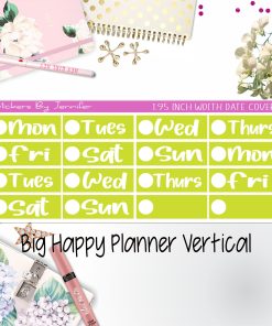 Date Covers 1.95 inch Width Quarter Box Labels 208 for Big Happy Planner Vertical Planner Stickers