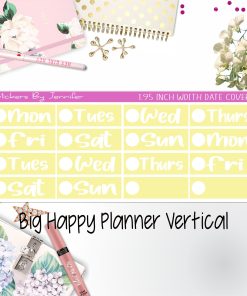 Date Covers 1.95 inch Width Quarter Box Labels 210 for Big Happy Planner Vertical Planner Stickers