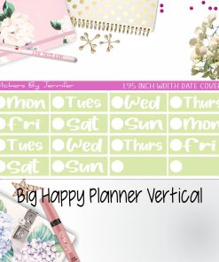 Date Covers 1.95 inch Width Quarter Box Labels 212 for Big Happy Planner Vertical Planner Stickers