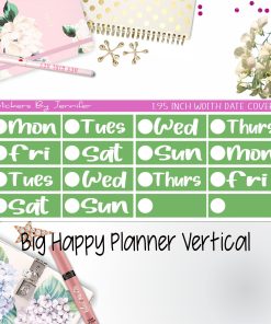 Date Covers 1.95 inch Width Quarter Box Labels 214 for Big Happy Planner Vertical Planner Stickers