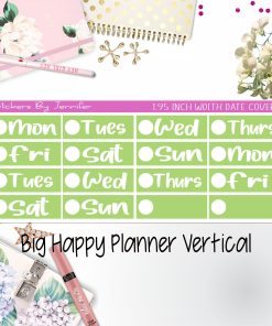 Date Covers 1.95 inch Width Quarter Box Labels 215 for Big Happy Planner Vertical Planner Stickers