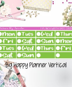 Date Covers 1.95 inch Width Quarter Box Labels 216 for Big Happy Planner Vertical Planner Stickers