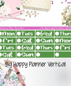 Date Covers 1.95 inch Width Quarter Box Labels 217 for Big Happy Planner Vertical Planner Stickers