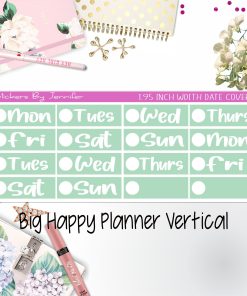 Date Covers 1.95 inch Width Quarter Box Labels 224 for Big Happy Planner Vertical Planner Stickers