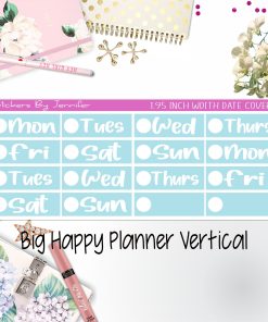 Date Covers 1.95 inch Width Quarter Box Labels 230 for Big Happy Planner Vertical Planner Stickers