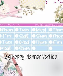 Date Covers 1.95 inch Width Quarter Box Labels 231 for Big Happy Planner Vertical Planner Stickers