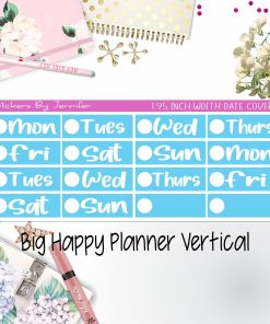Date Covers 1.95 inch Width Quarter Box Labels 232 for Big Happy Planner Vertical Planner Stickers