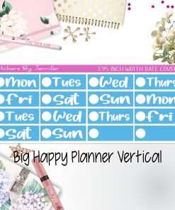Date Covers 1.95 inch Width Quarter Box Labels 233 for Big Happy Planner Vertical Planner Stickers