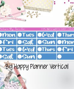 Date Covers 1.95 inch Width Quarter Box Labels 235 for Big Happy Planner Vertical Planner Stickers