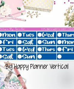 Date Covers 1.95 inch Width Quarter Box Labels 237 for Big Happy Planner Vertical Planner Stickers