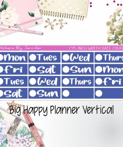 Date Covers 1.95 inch Width Quarter Box Labels 241 for Big Happy Planner Vertical Planner Stickers