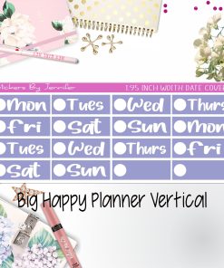 Date Covers 1.95 inch Width Quarter Box Labels 243 for Big Happy Planner Vertical Planner Stickers