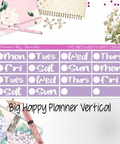 Date Covers 1.95 inch Width Quarter Box Labels 246 for Big Happy Planner Vertical Planner Stickers