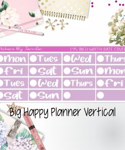 Date Covers 1.95 inch Width Quarter Box Labels 254 for Big Happy Planner Vertical Planner Stickers