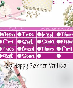 Date Covers 1.95 inch Width Quarter Box Labels 260 for Big Happy Planner Vertical Planner Stickers