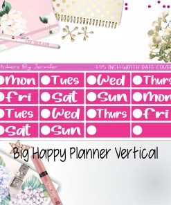 Date Covers 1.95 inch Width Quarter Box Labels 263 for Big Happy Planner Vertical Planner Stickers